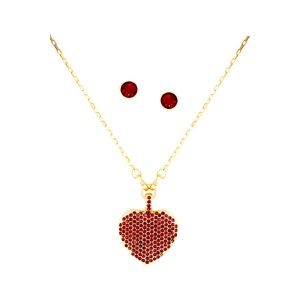 ⭐️GUESS Necklace & Earring Set A pavé heart pendant matches shine crystal studs